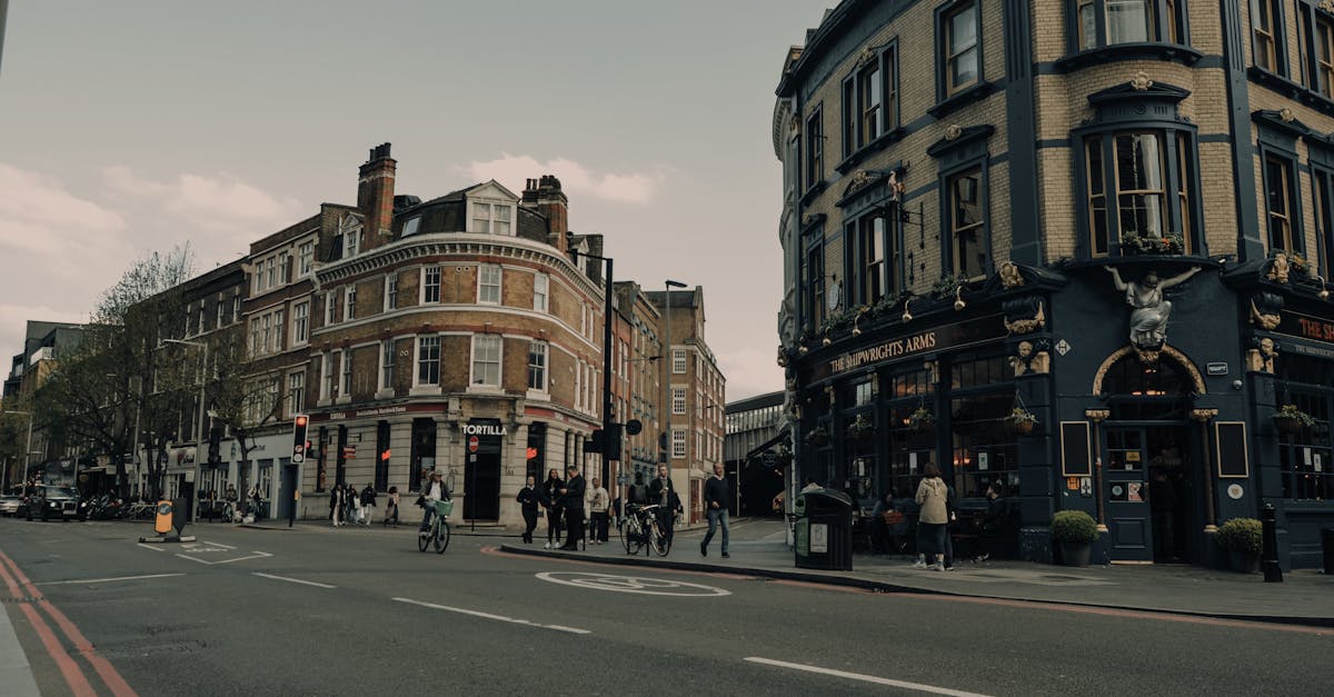 Charming London street scene featuring classic architecture and a bustling city vibe.