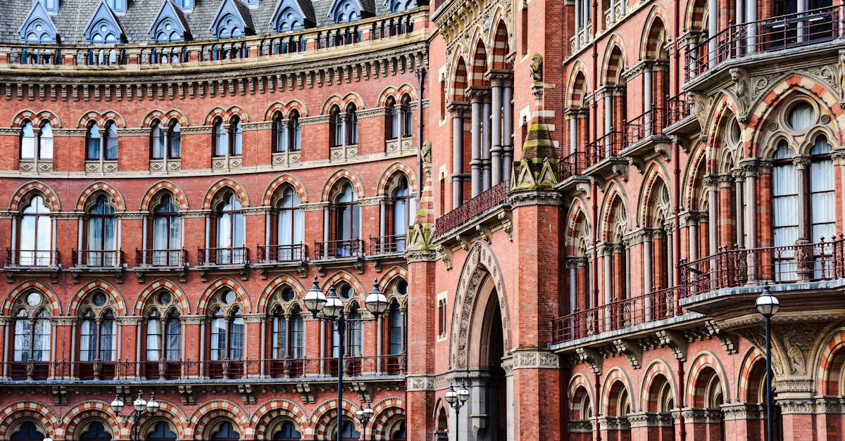 Detailed exterior view of the iconic St Pancras Renaissance Hotel in London, showcasing its Victorian architecture.