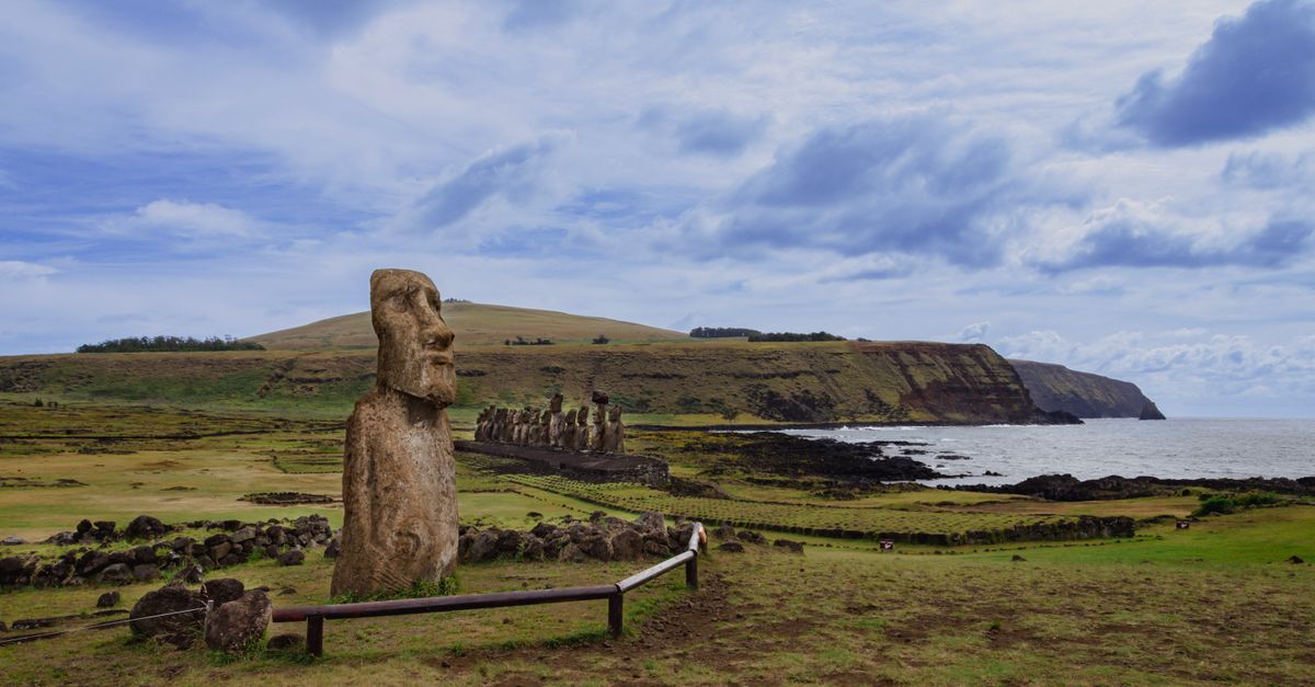 Discover the iconic Moai statues on Easter Island's stunning coastal landscape.