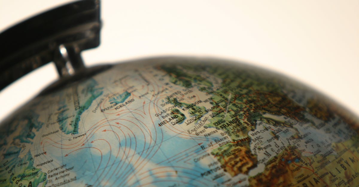 Detailed view of a globe focusing on Europe and Africa, showcasing geographical details.