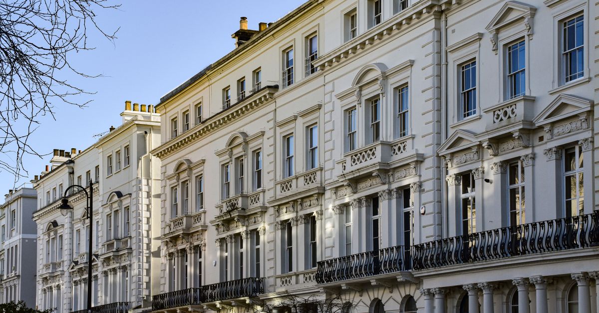 Elegant Georgian terrace houses in London with classic architectural details.