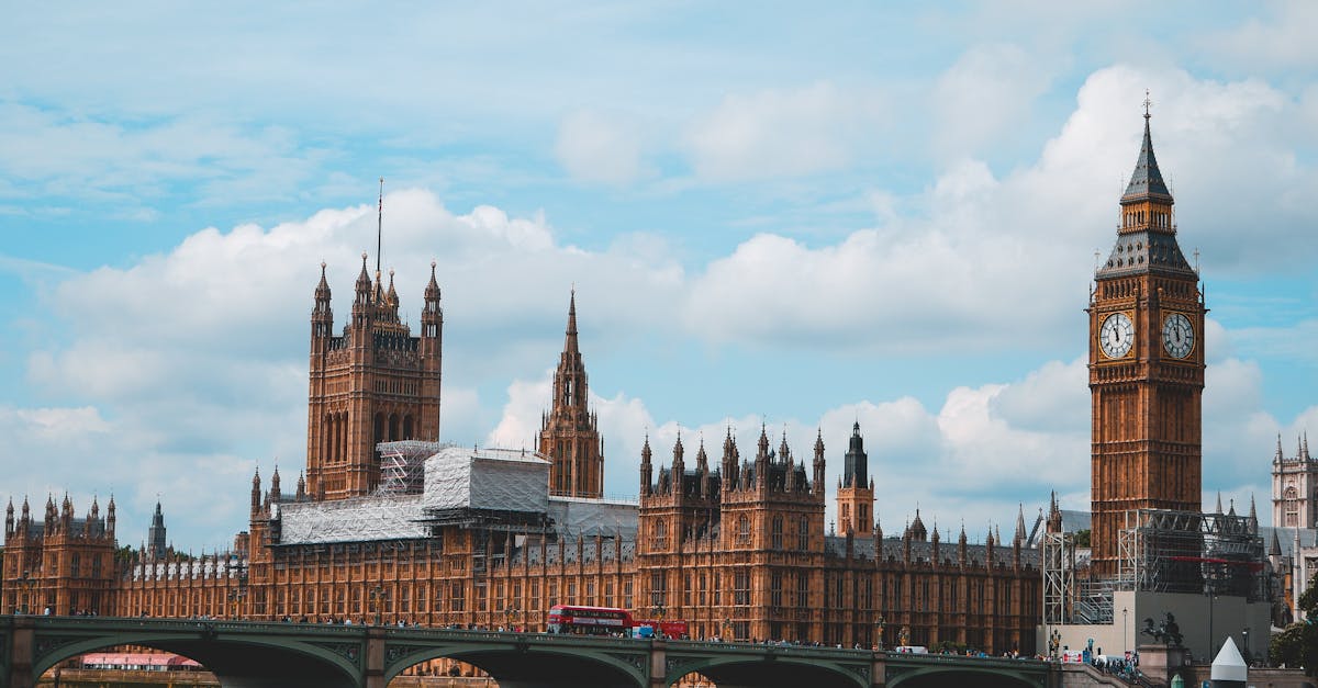 Stunning daytime view of Big Ben and Palace of Westminster in London, UK.