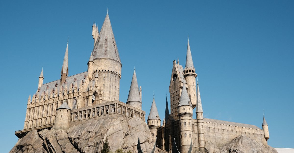 Stunning view of the Hogwarts Castle replica at Universal Studios Japan in Osaka.
