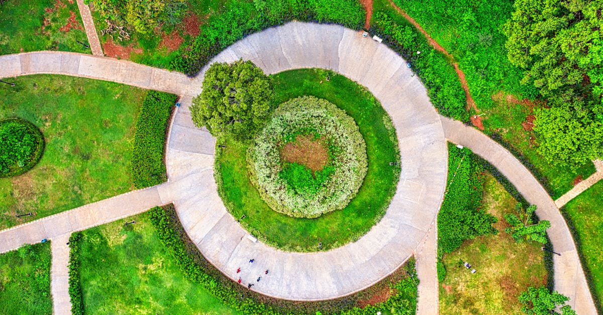 Stunning aerial view of a circular garden in Jakarta's park showcasing lush greenery and pathways.