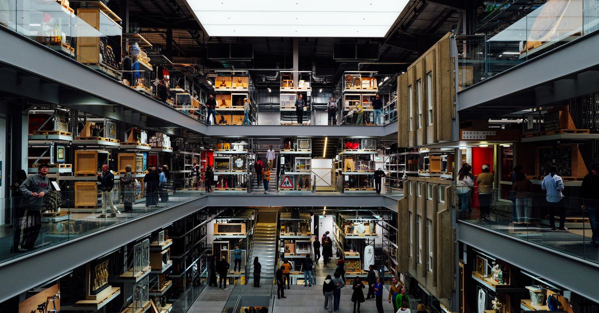 A spacious, multi-level building with open walkways and modern design elements