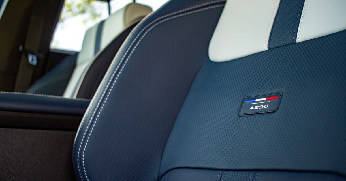 Detailed view of luxury car interior with stylish seat design in England