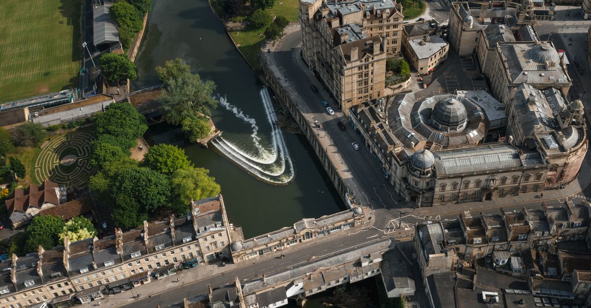 Discover Bathwick's urban architecture and river from above.